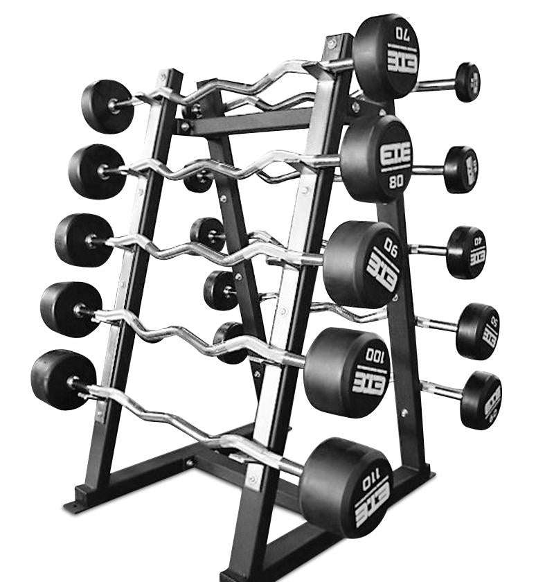 Curl Barbell Set Rubber Coated (No Rack) (5 or 10 total Barbells)